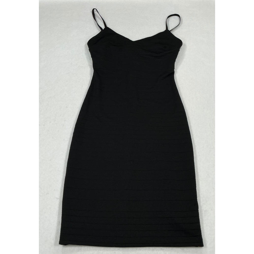 Bar III Womens Black Bandage Bodycon Dress V-Neck Adjustable Straps Small P